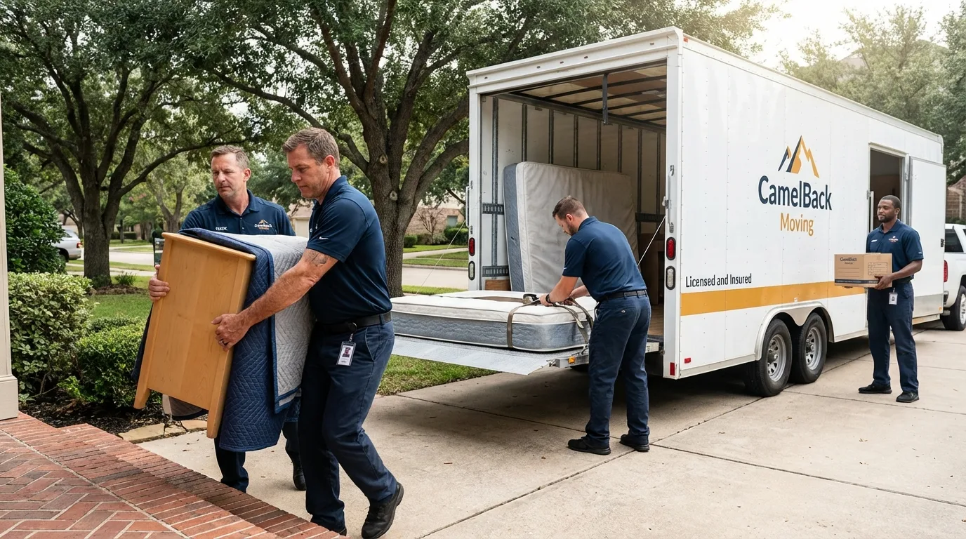 Crew loading residential truck for cross-state move from Elberta, AL
